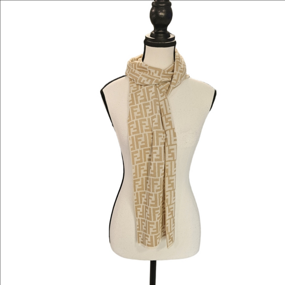 Fendi Accessories - Fendi Beige Monogram Scarf